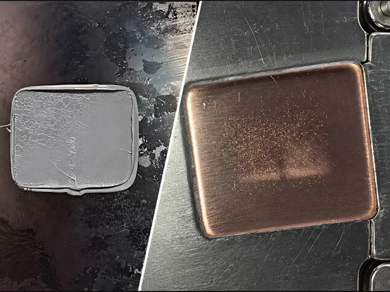 Thermal grease causes pits to form on the vapor chamber (VC) plate
